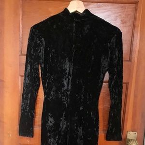 Vintage Black Crushed Velvet Jumpsuit